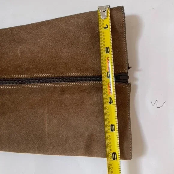 Banana Republic Women's Tan Suede Mid Calif inside Zipper Boots Size 8 - Picture 13 of 15